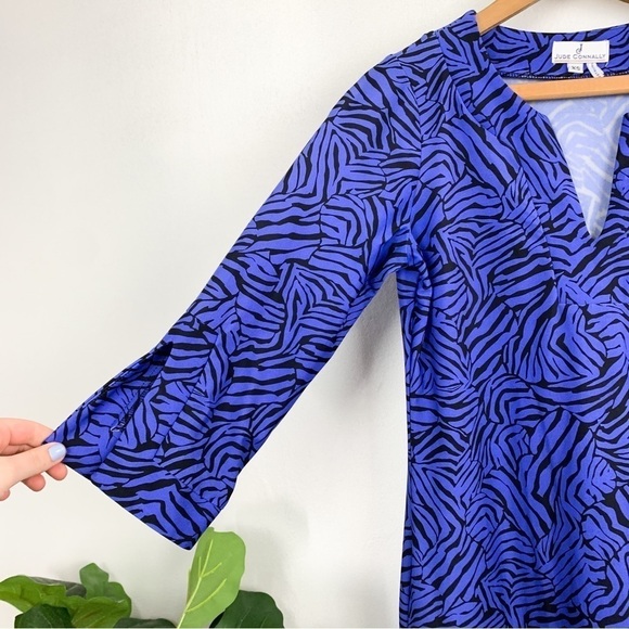 Jude Connally Blue Zebra Print 3/4 Sleeve Sheath Dress Sz XS - Picture 5 of 6